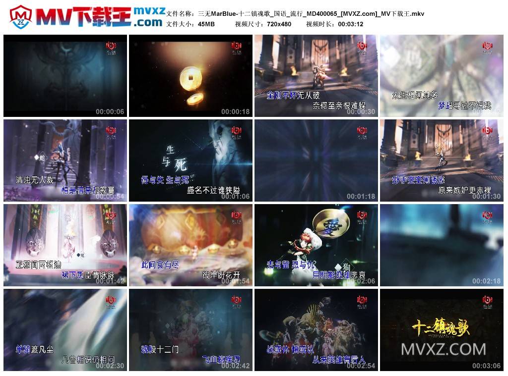 三无MarBlue-十二镇魂歌_国语_流行_MD400065